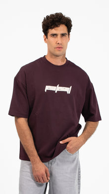Men’s Burgundy Oversized Logo Print T-Shirt