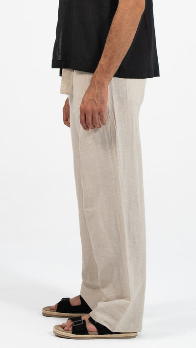 Men’s  Linen-Look Wide-Leg Trousers