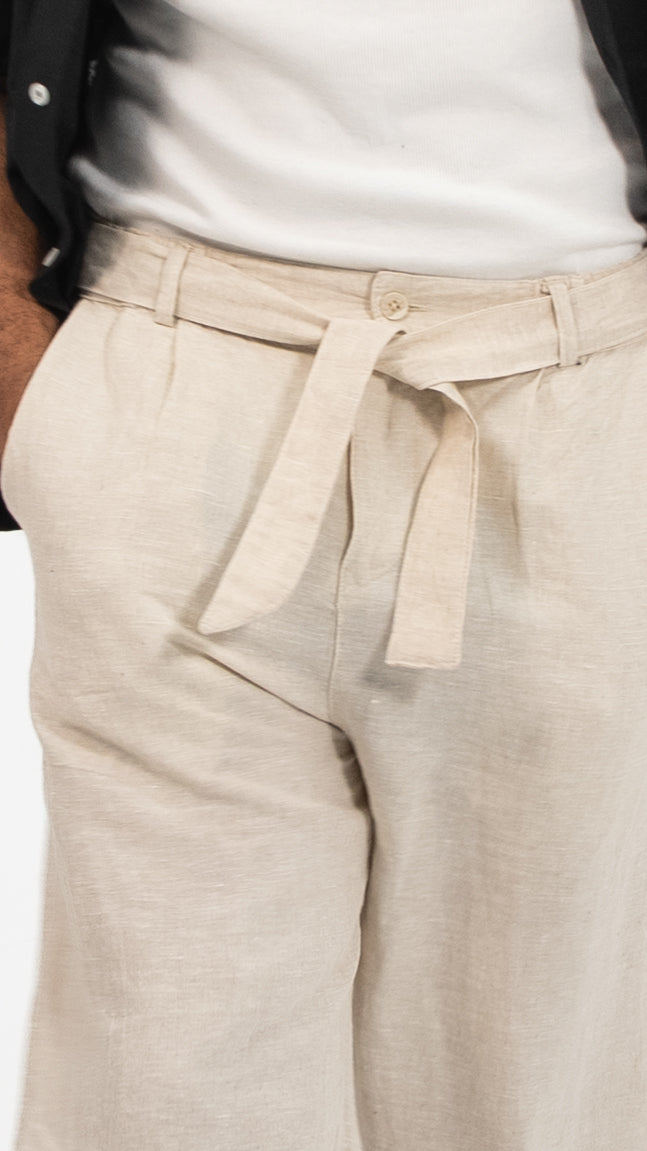 Men’s  Linen-Look Wide-Leg Trousers