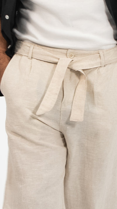 Men’s  Linen-Look Wide-Leg Trousers