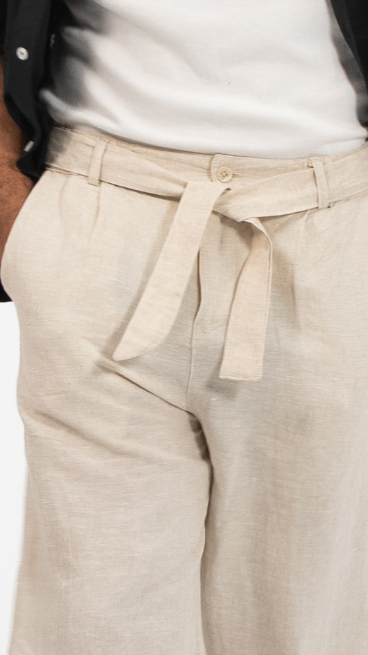 Men’s  Linen-Look Wide-Leg Trousers
