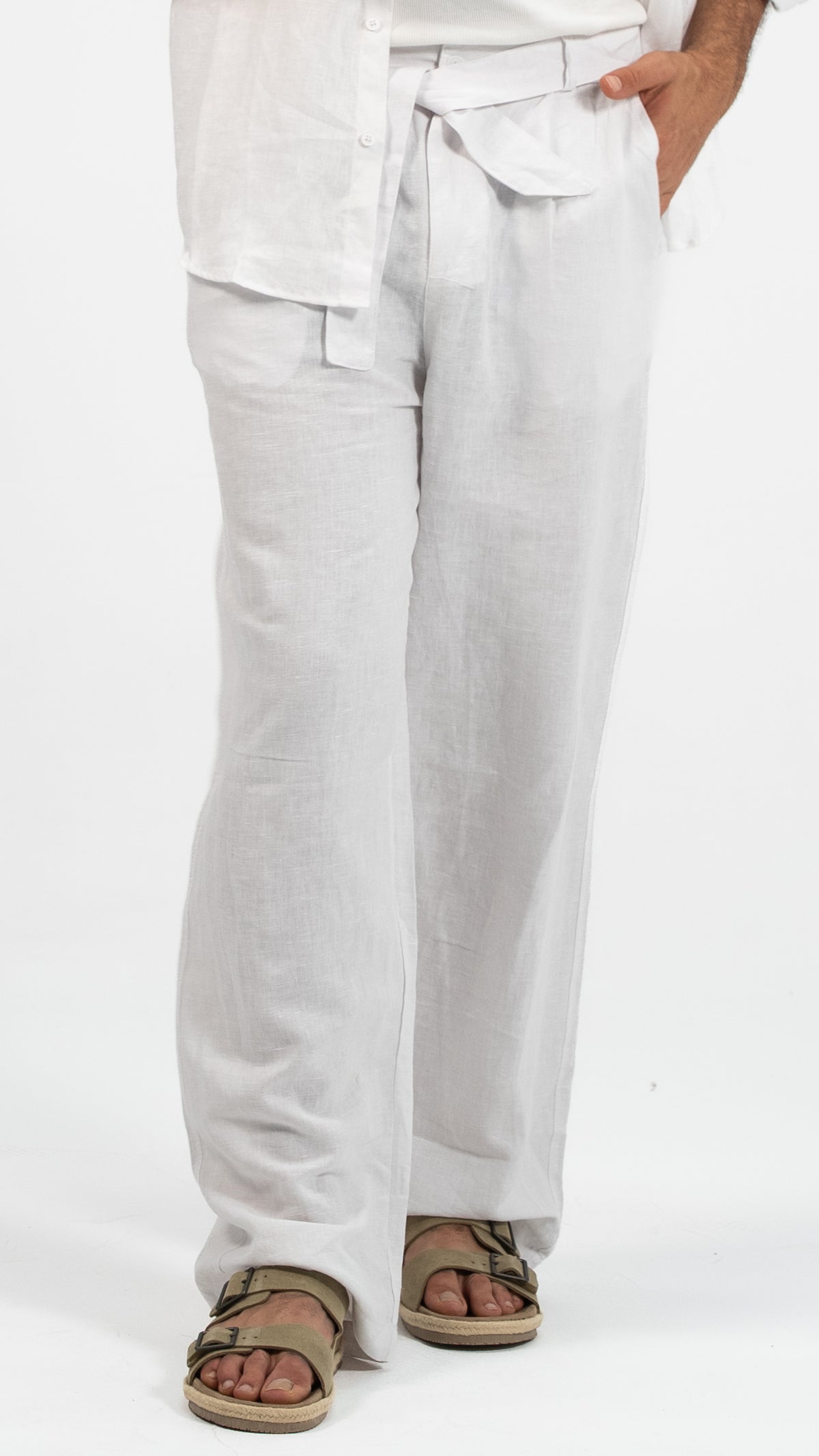 Men’s  Linen-Look Wide-Leg Trousers