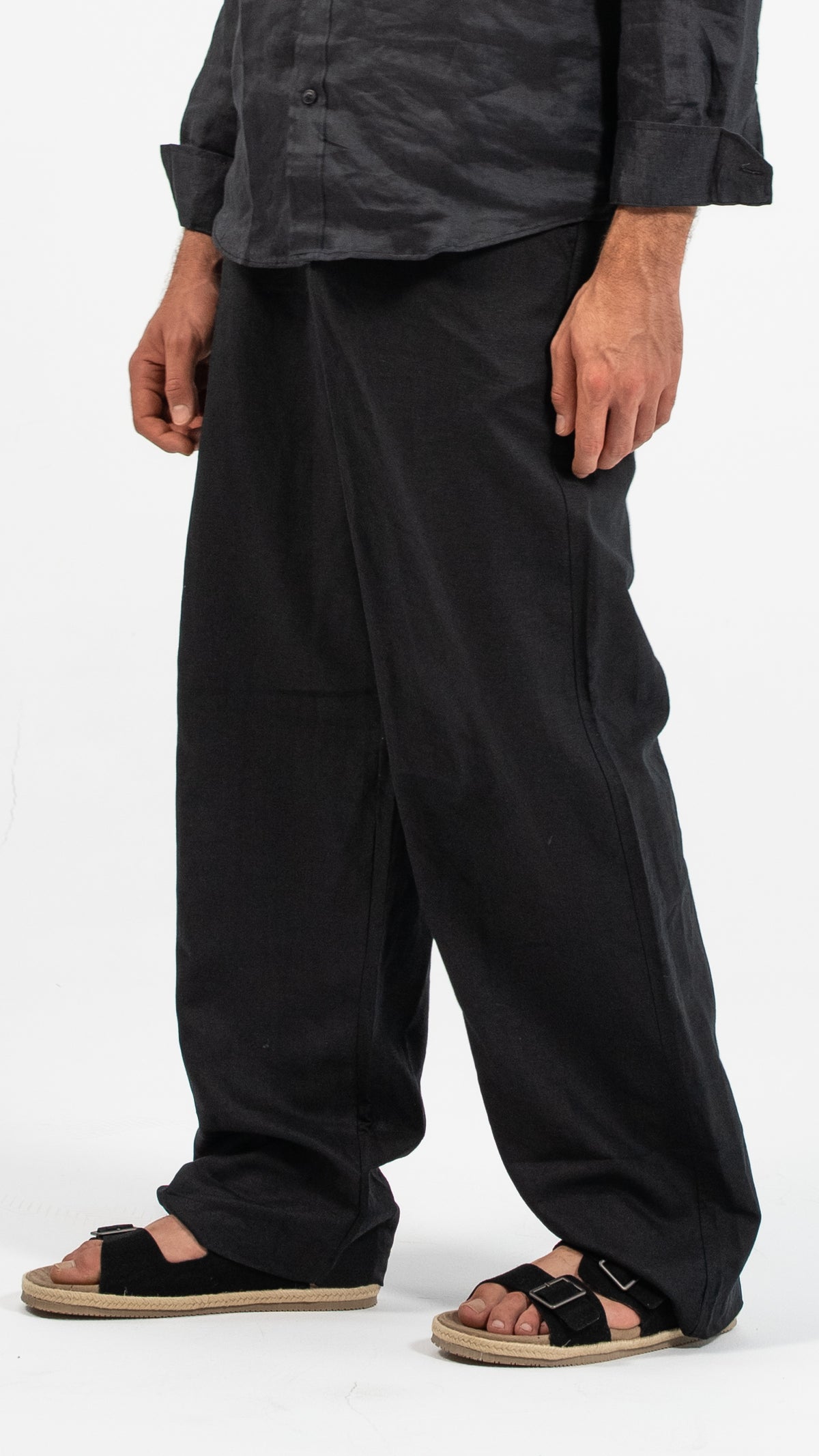 Men’s  Linen-Look Wide-Leg Trousers