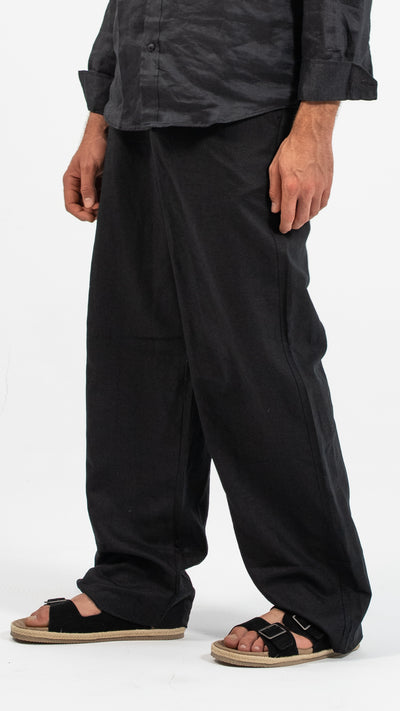 Men’s  Linen-Look Wide-Leg Trousers