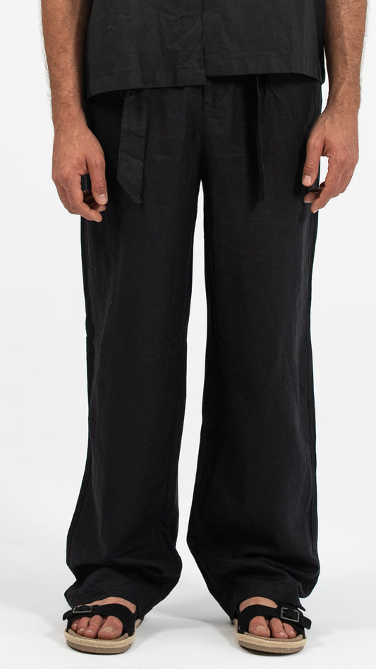 Men’s  Linen-Look Wide-Leg Trousers