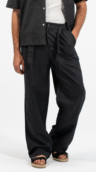 Men’s  Linen-Look Wide-Leg Trousers