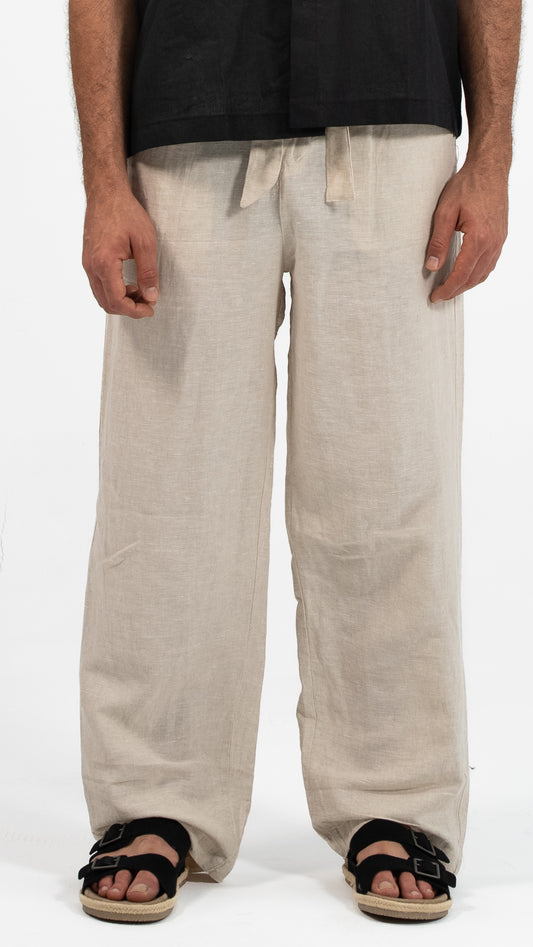 Men’s  Linen-Look Wide-Leg Trousers